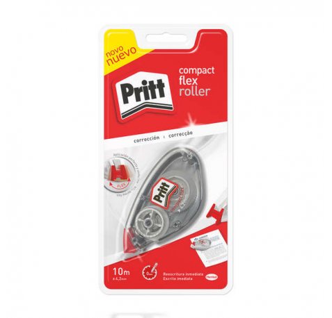 Pritt Roller Compact Flex Bl 4.2mm x 10m B2B - Punta Flexible - Aplicacion Suave - Correcciones Limpias - Diseño Ecologico - Tapa de Proteccion