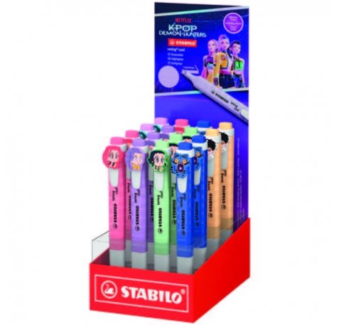 Stabilo Swing Cool K-Pop Demon Hunters Expositor con 16 Marcadores - Cuerpo Plano - Punta Biselada - Trazo entre 1 y 4mm - Tinta con Base de Agua - Colores Surtidos