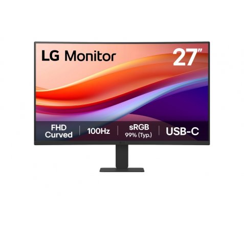 LG Monitor 27" Curvo 1500R VA FullHD 100Hz HDR 10 - Respuesta 5ms - 16:9 - HDMI, USB-C - VESA 100x100mm