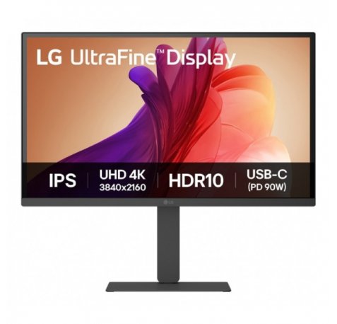 LG Monitor LED 27" IPS UHD 4K 60Hz HDR 10 - Respuesta 5ms - Ajustable en Altura, Inclinable y Giratorio - Altavoces 2 x 5W - 16:9 - HDMI, DisplayPort, USB-C, USB-A - VESA 100x100