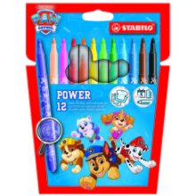 Stabilo Power Patrulla Canina Pack con 12 Rotuladores con DiseÃ±os de la Patrulla Canina - Punta Media de 2mm - Tinta Lavable - Capuchon Ventilado - Colores Surtidos