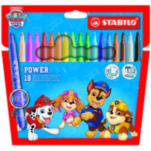 Stabilo Power Patrulla Canina Pack con 18 Rotuladores con DiseÃ±os de la Patrulla Canina - Punta Media de 2mm - Tinta Lavable - Capuchon Ventilado - Colores Surtidos