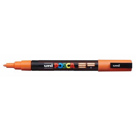 Posca PC-3M Marcador de Pintura - Punta Conica 0.9-1.3mm - Tinta Base al Agua - Resistente a la Luz - Color Naranja (6 uds)