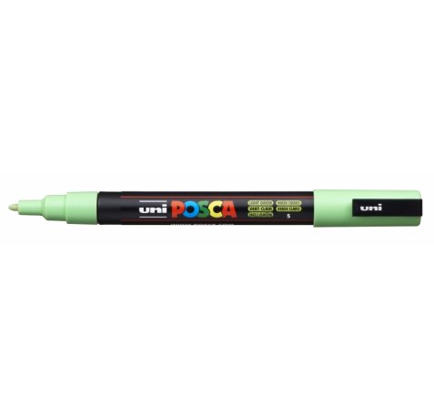 Posca PC-3M Marcador de Pintura - Punta Conica 0.9-1.3mm - Tinta Base al Agua - No Permanente - Resistente a la Luz - Color Verde Claro (6 uds)