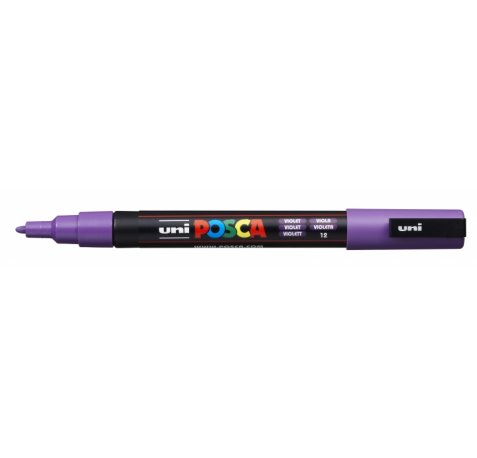 Posca PC-3M Marcador de Pintura - Punta Conica de 0.9-1.3mm - Tinta Base al Agua - Resistente a la Luz - Color Violeta (6 uds)