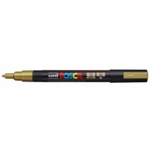 Posca PC-3M Marcador de Pintura - Punta Conica 0.9-1.3mm - Tinta Base al Agua - Resistente a la Luz - No Permanente - Ideal para Carteleria y Decoracion - Color Oro (6 uds)