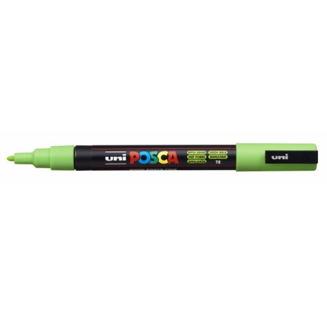 Posca PC-3M Marcador de Pintura - Punta Conica de Poliester 0.9-1.3mm - Tinta Base al Agua - Resistente a la Luz - No Permanente - Color Verde Manzana (6 uds)