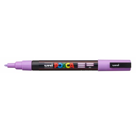 Posca PC-3M Marcador de Pintura Base al Agua - Punta de Poliester Conica 0.9-1.3mm - Ancho de Trazo 0.9-1.3mm - No Permanente - Resistente a la Luz - Inodoro - Ideal para Carteleria y Decoracion - Color Lavanda (6 uds)