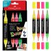 Faber-Castell Shake & Paint Black Edition Pack de 4 Rotuladores Acrilicos Doble Punta - Puntas Redondas de 1mm y 3mm - Tinta Acrilica al Agua - Colores Neon Surtidos