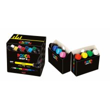 Posca PCM-22 Pack de 8 Marcadores de Pintura - Punta Redondeada de Gomaespuma 3-19mm - Tinta Base al Agua - Multi Efectos - No Permanente - Color Surtido