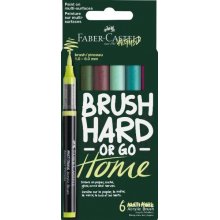 Faber-Castell Multimark Acrylic Brush Pack con 6 Rotuladores Acrilicos Punta Pincel - Trazo de 1 a 6mm - Tinta Acrilica a Base de Agua - Colores Tendencia Surtidos