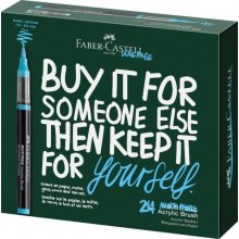Faber-Castell Multimark Acrylic Brush Caja con 24 Rotuladores Acrilicos Punta Pincel - Trazo de 1 a 6mm - Tinta Acrilica a Base de Agua - Colores Surtidos