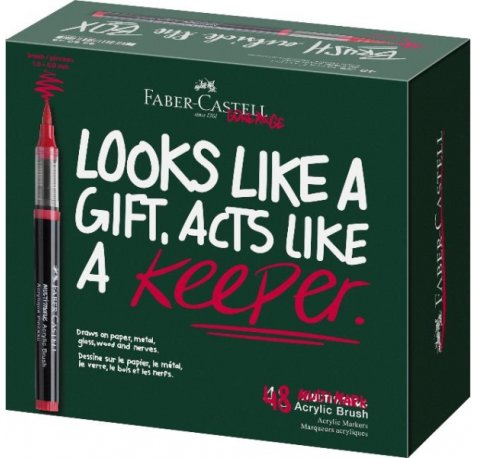 Faber-Castell Multimark Acrylic Brush Caja con 48 Rotuladores Acrilicos Punta Pincel - Trazo de 1 a 6mm - Tinta Acrilica a Base de Agua - Colores Surtidos