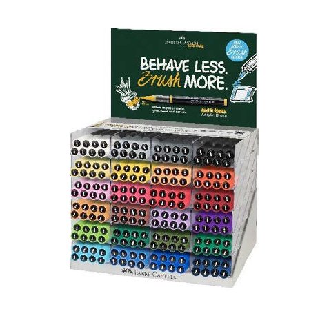 Faber-Castell Multimark Acrylic Brush Expositor con 192 Rotuladores Acrilicos Punta Pincel - Trazo de 1 a 6mm - Tinta Acrilica a Base de Agua - Colores Surtidos