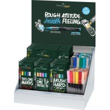 Faber-Castell Multimark Acrylic Brush Expositor con 25 Packs Surtidos de Rotuladores Acrilicos Punta Pincel + 70 Unidades Sueltas  - Trazo de 1 a 6mm - Tinta Acrilica a Base de Agua - Colores Surtidos