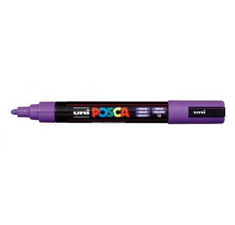 Posca PC-5M Marcador de Pintura - Punta de Bala 1.8-2.5mm - Tinta Base al Agua - Resistente a la Luz - No Permanente - Color Violeta (6 uds)