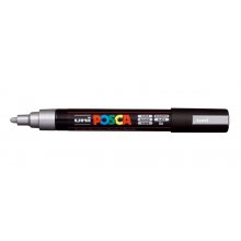 Posca PC-5M Marcador de Pintura - Punta de Poliester 1.8-2.5mm - Tinta Base al Agua - Resistente a la Luz - Color Plata (6 uds)
