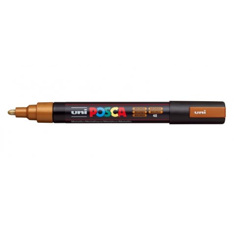Posca PC-5M Marcador de Pintura - Punta de Bala 1.8-2.5mm - Tinta Base al Agua - Resistente a la Luz - Color Bronce (6 uds)