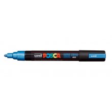 Posca PC-5M Marcador de Pintura - Punta de Bala 1.8-2.5mm - Tinta Base al Agua - Resistente a la Luz - No Permanente - Color Azul Metálico (6 uds)
