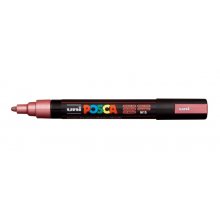 Posca PC-5M Marcador de Pintura - Punta de Bala 1.8-2.5mm - Base al Agua - No Permanente - Resistente a la Luz - Color Rojo Metálico (6 uds)