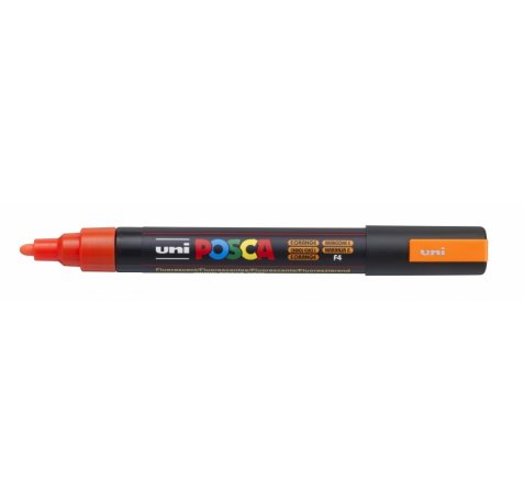 Posca PC-5M Marcador de Pintura - Punta de Bala 1.8-2.5mm - Tinta Base al Agua - Resistente a la Luz - No Permanente - Color Naranja (6 uds)