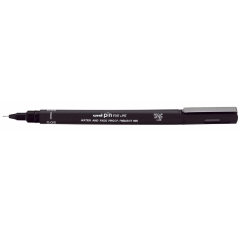 Uni-ball PIN005 Rotulador Calibrado - Punta Poliacetal 0.05mm - Tinta Pigmentada Resistente al Agua y Luz - Color Negro (12 uds)