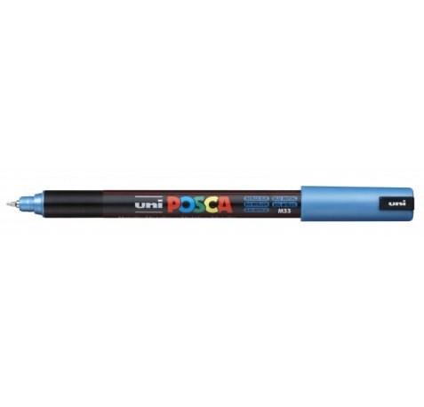 Posca PC-1MR Marcador de Pintura - Punta Roller de Fibra 0.7mm - Tinta Pigmentada Base al Agua - Linea Extrafina - Resistente a la Luz - Color Azul (6 uds)