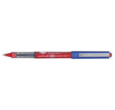 Uni-ball Eye Ocean Care UB-150ROP Boligrafo de Tinta Liquida - Punta de Bola 0.5mm - Tinta Resistente al Agua y Luz - Color Rojo (12 uds)
