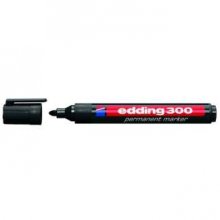 Edding 300 Rotulador Permanente - Punta Redonda - Trazo entre 1.5 y 3 mm. - Tinta Casi Inodora - Capuchon con Clip - Secado Rapido - Color Negro (10 uds)