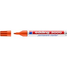 Edding 3000 Rotulador Permanente - Punta Redonda de 1.5mm - Trazo entre 1.5 y 3mm - Recargable - Secado Rapido - Color Naranja (10 uds)
