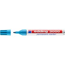 Edding 3000 Rotulador Permanente - Punta Redonda de 1.5mm - Trazo entre 1.5 y 3mm - Recargable - Secado Rapido - Color Azul Claro (10 uds)