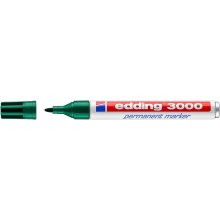 Edding 3000 Rotulador permanente - Punta redonda de 1.5mm - Trazo entre 1.5mm y 3.0mm - Recargable - Secado Instantaneo - Color Verde (10 uds)