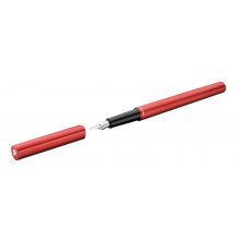 Pelikan Ineo Pluma Estilografica - Punta M - Caja Metalica - Aluminio Anodizado Satinado - Forma de Gota Antivuelco - Incluye Recambio - Color Rojo