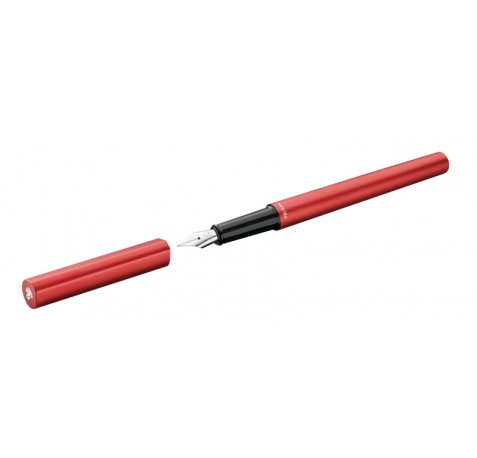Pelikan Ineo Pluma Estilografica - Punta M - Caja Metalica - Aluminio Anodizado Satinado - Forma de Gota Antivuelco - Incluye Recambio - Color Rojo