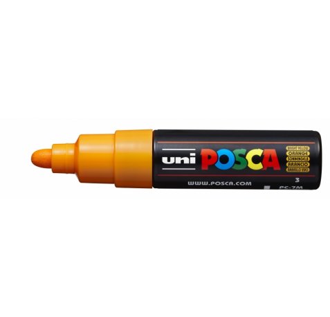 Posca PC-7M Marcador de Pintura - Punta de Bala 4.5-5.5mm - Tinta Base al Agua - Resistente a la Luz - No Permanente - Color Naranja Medio (6 uds)
