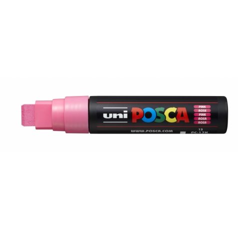 Posca PC-17K Marcador de Pintura - Punta Biselada de Poliester 15mm - Ancho de Trazo Muy Grueso - Tinta Base al Agua - Resistente a la Luz - Color Rosa (5 uds)