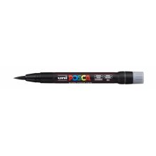 Posca PCF-350 Marcador de Pintura - Punta Acrilica Estilo Pincel - Tinta Pigmentada Base al Agua - Resistente a la Luz - No Permanente - Inodoro - Ideal para Carteleria y Decoracion - Color Negro (5 uds)