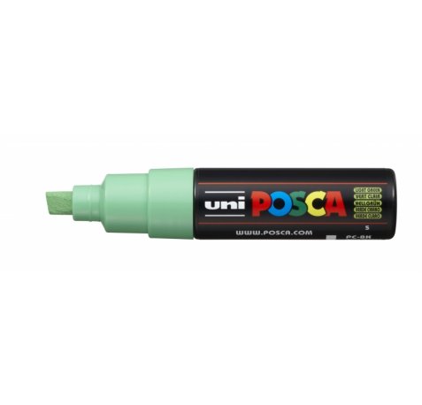 Posca PC-8K Marcador de Pintura - Punta Biselada Acrilica 8mm - Tinta Base al Agua - No Permanente - Resistente a la Luz - Inodoro - Ideal para Carteleria y Decoracion - Color Verde Claro (6 uds)