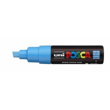 Posca PC-8KMarcador de Pintura - Punta Biselada Acrilica 8mm - Tinta Base al Agua - No Permanente - Resistente a la Luz - Ideal para Carteleria y Decoracion - Color Azul Claro (6 uds)
