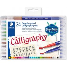 Staedtler 3005 Pack de 24 Rotuladores de Doble Punta para Caligrafia - Colores Surtidos
