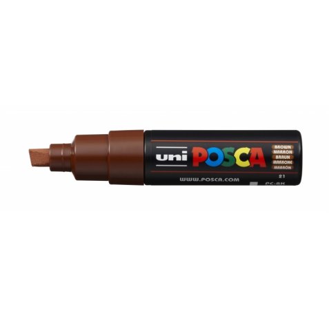Posca PC-8K Marcador de Pintura - Punta Biselada Acrilica 8mm - Tinta Base al Agua - Resistente a la Luz - No Permanente - Color Marrón (6 uds)