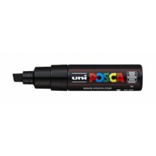 Posca PC-8K Marcador de Pintura - Punta Biselada Acrilica 8mm - Tinta Base al Agua - Resistente a la Luz - No Permanente - Color Negro (6 uds)