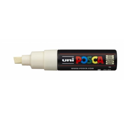 Posca PC-8K Marcador de Pintura - Punta Biselada Acrilica 8mm - Tinta Base al Agua - Resistente a la Luz - No Permanente - Color Marfil (6 uds)