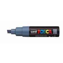 Posca PC-8K Marcador de Pintura - Punta Biselada Acrilica 8mm - Tinta Base al Agua - No Permanente - Resistente a la Luz - Ideal para Carteleria y Decoracion - Color Gris Pizarra (6 uds)