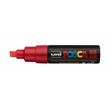 Posca PC-8K Marcador de Pintura - Punta Biselada Acrilica 8mm - Tinta Base al Agua - No Permanente - Resistente a la Luz - Ideal para Carteleria y Decoracion - Color Rojo (6 uds)