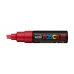Posca PC-8K Marcador de Pintura - Punta Biselada Acrilica 8mm - Tinta Base al Agua - No Permanente - Resistente a la Luz - Ideal para Carteleria y Decoracion - Color Rojo (6 uds)