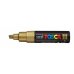 Posca PC-8K Marcador de Pintura - Punta Biselada Acrilica 8mm - Tinta Base al Agua - Resistente a la Luz - No Permanente - Color Oro Metálico (6 uds)