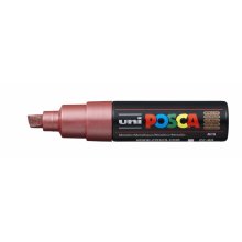 Posca PC-8K Marcador de Pintura - Punta Biselada Acrilica 8mm - Tinta Base al Agua - No Permanente - Resistente a la Luz - Ideal para Carteleria y Decoracion - Color Rojo Metálico (6 uds)
