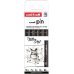 Uni-ball Uni Pin Tattoo Art Pack de 5 Rotuladores Calibrados 0.1, 0.2, 0.7, 1.0, Brush y Chisel 3.0 - Punta Poliacetal - Tinta Pigmentada Resistente al Agua y Luz - Color Negro