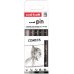 Uni-ball Uni Pin Comics Pack de 5 Rotuladores Calibrados 0.7, 1.0 y Brush - Punta Poliacetal - Tinta Pigmentada Resistente al Agua y Luz - Colores Negro y Gris